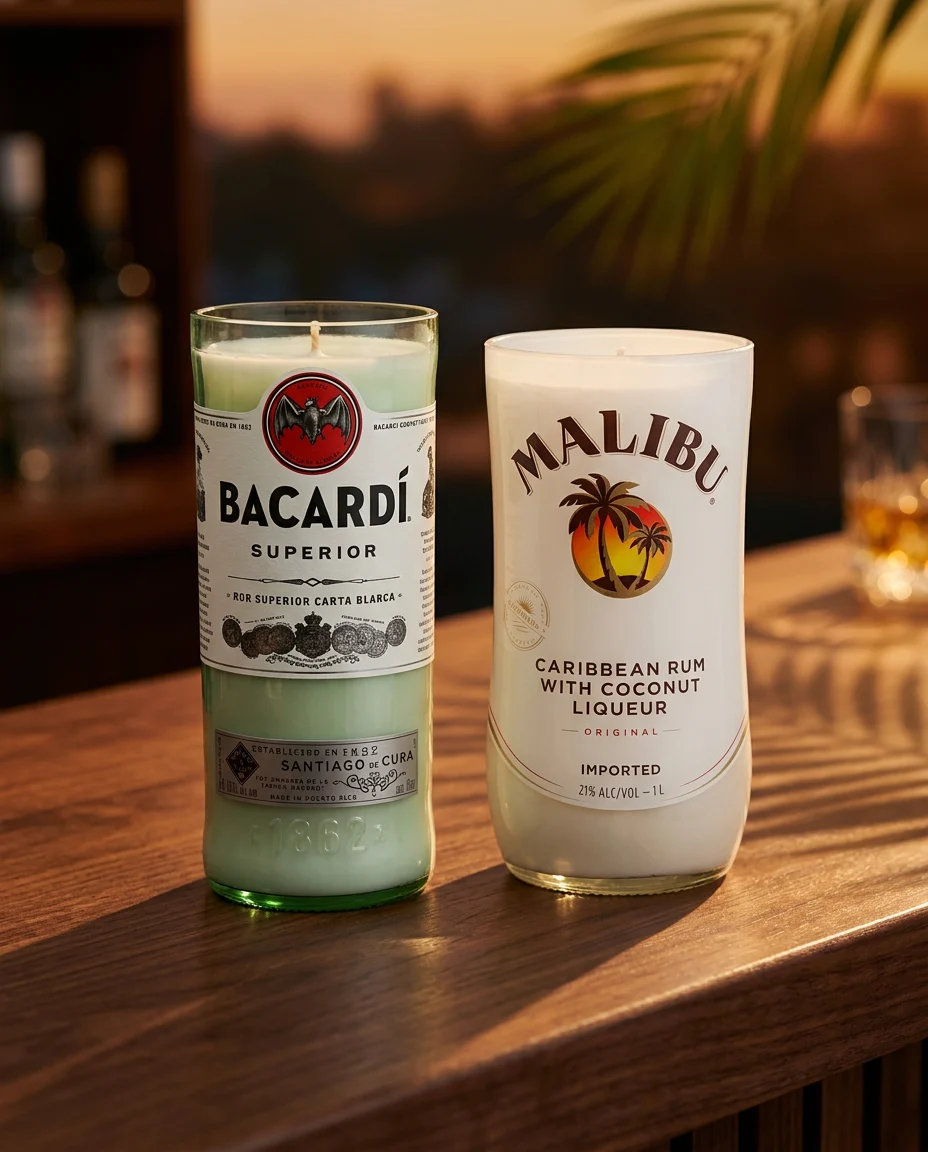Rum Candles candles arranged in an editorial studio scene