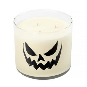 3 Wick Clear Tumbler Halloween Candle with Scary Pumpkin (Face #5)