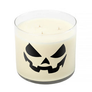 3 Wick Clear Tumbler Halloween Candle with Scary Pumpkin (Face #3)