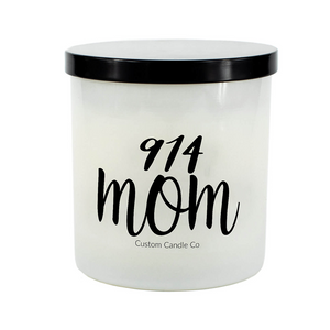 914 Mom White Glass Candle