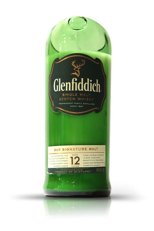 Recycled GlenFiddich Scotch Curve top Whiskey Candle