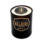 The Recycled Champagne Candle – Luc Belaire Rare Brut features a hand poured soy wax in a black Luc Belaire Rare Brut jar with a Custom Candle Co. lid, combining stylish design and eco-friendly materials against a white background.
