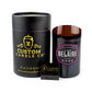 The Recycled Champagne Candle – Luc Belaire Rare Rose features a hand-poured soy candle in a black glass with label, presented with a matching cylindrical box and mini matchbox.