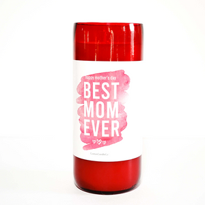 "Best Mom Ever" Red Glass Candle