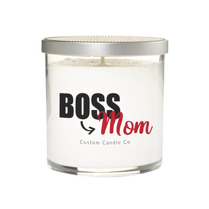 BOSS Mom White Glass Candle