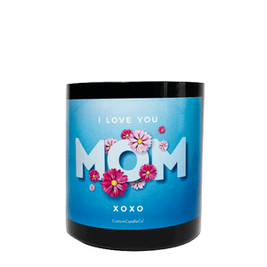 "I Love You Mom" (Large) Black Glass Candle