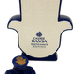 Casa de Hamsa Blanco Tequila Candle—Hamsa-shaped bottle with intricate patterns and a matching stopper, ideal as a unique Hamsa hand candle holder or striking decor piece.
