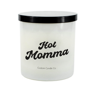 Hot Momma White Glass Candle