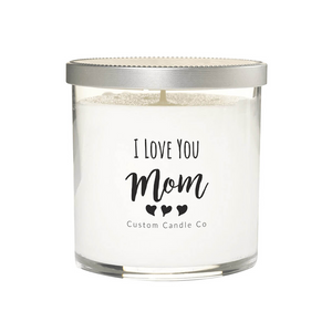 "I Love You Mom" White Glass Candle