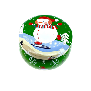 Green Snowman Holiday Tin Candle – Balsam Scent