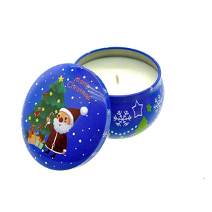 Dark Blue Santa Holiday Tin Candle – Christmas Garland Scent