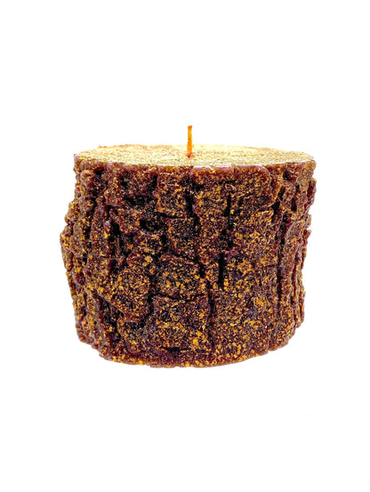 Christmas Holiday Log Shaped Candle (Gold and glitter)