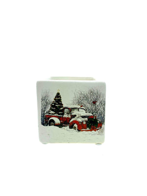 Mini Square Christmas Candle (Snow Design) – Holiday sparkle scent