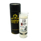 A Recycled Imported Vodka Candle labeled "Ketel One Vodka" sits in a glass beside a sleek black cylinder box featuring "Custom Candle" in gold.