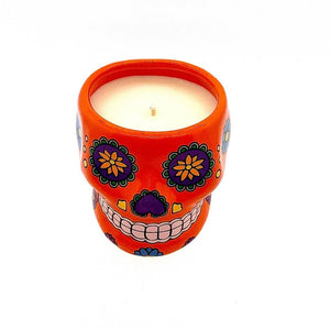 Large Skull Head Candle – Orange – Nutmeg Scent