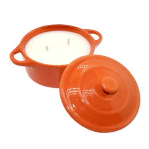 Orange Ceramic Pot with Cover Candle – Banana Nut Bread Scent