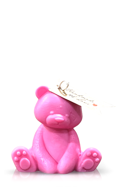 Teddy Bear Pastel Pink Baby Candle