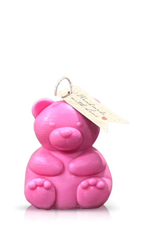 Teddy Bear Pastel Pink Chubby Candle