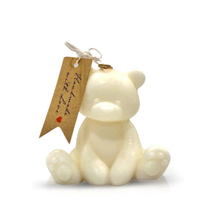 Teddy Bear White Baby Candle
