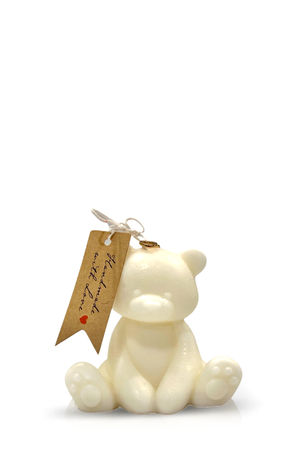 Teddy Bear White Baby Candle