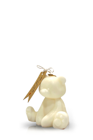 Teddy Bear White Baby Candle