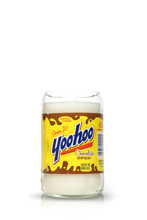 Recycled Yahoo Chocolate Milk Glass Candle