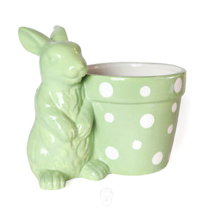 Ceramic Green Polka Dot Bunny Candle