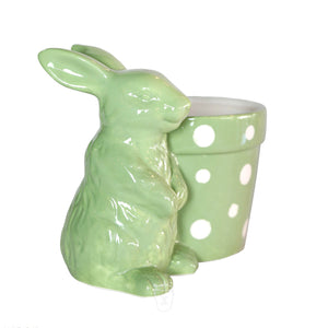 Ceramic Green Polka Dot Bunny Candle