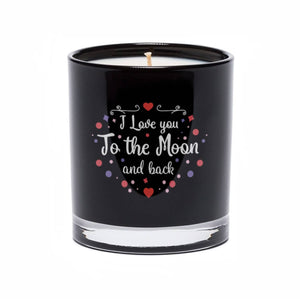 I Love You to the Moon and back Quote Candle (Black tumbler glass)