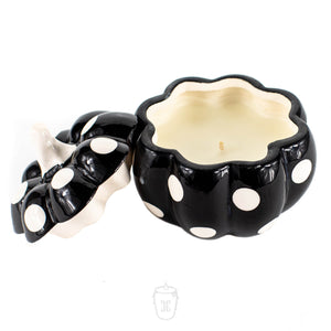 Ceramic Mini Polka Black Pumpkin Candle