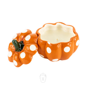 Ceramic Mini Polka Orange Pumpkin Candle