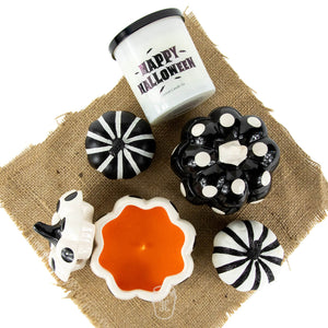 Ceramic Mini Polka Black Pumpkin Candle