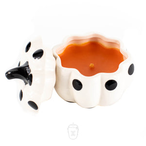 Ceramic Mini Polka White Pumpkin Candle