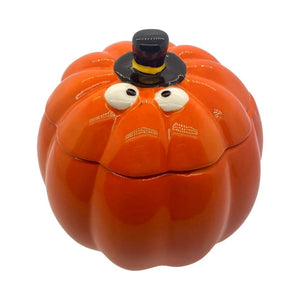 Orange Halloween Ceramic Candle with Hat Lid – Pumpkin Scented