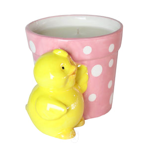 Ceramic Pink Polka Dot Chick Candle