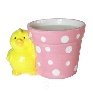 Ceramic Pink Polka Dot Chick Candle