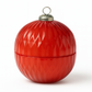 The Red Ornament Candle is a red, round candle with a diamond texture and a silver looped cap—ideal for custom holiday décor—shown isolated on white.