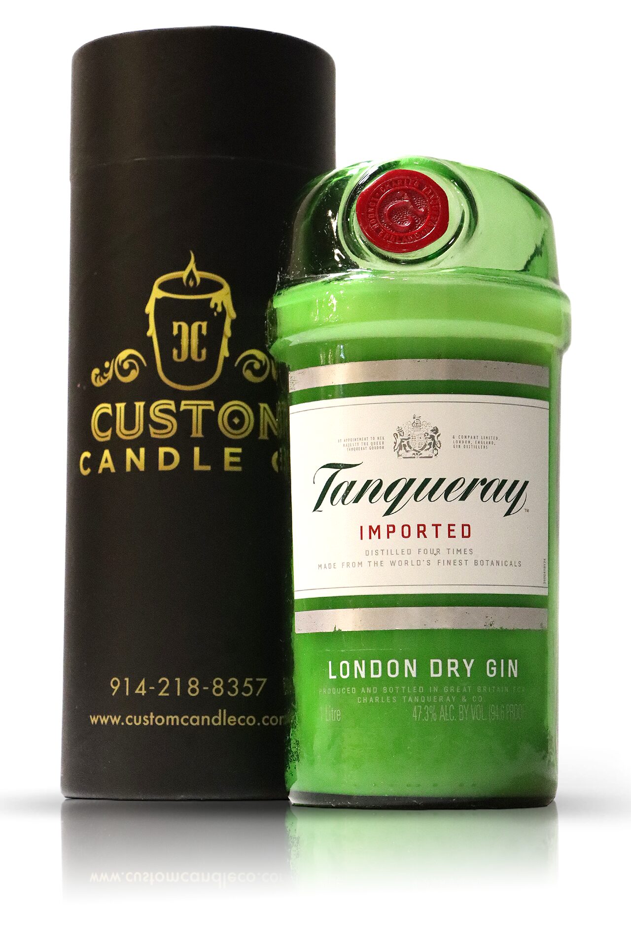 Custom candles - Recycled Tanqueray London Dry Gin Candle.