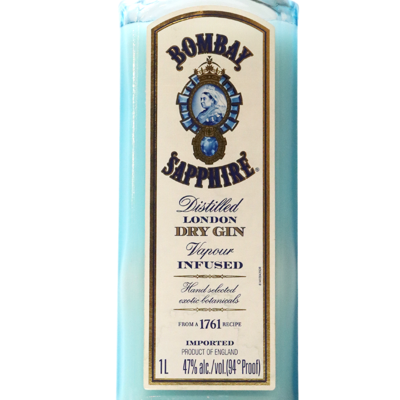 A bottle of Recycled Bombay Sapphire Gin Candle on a white background.