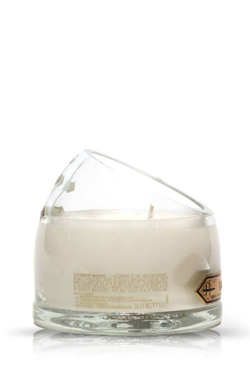 A Recycled D'usse VSOP Cognac Candle in a glass container.