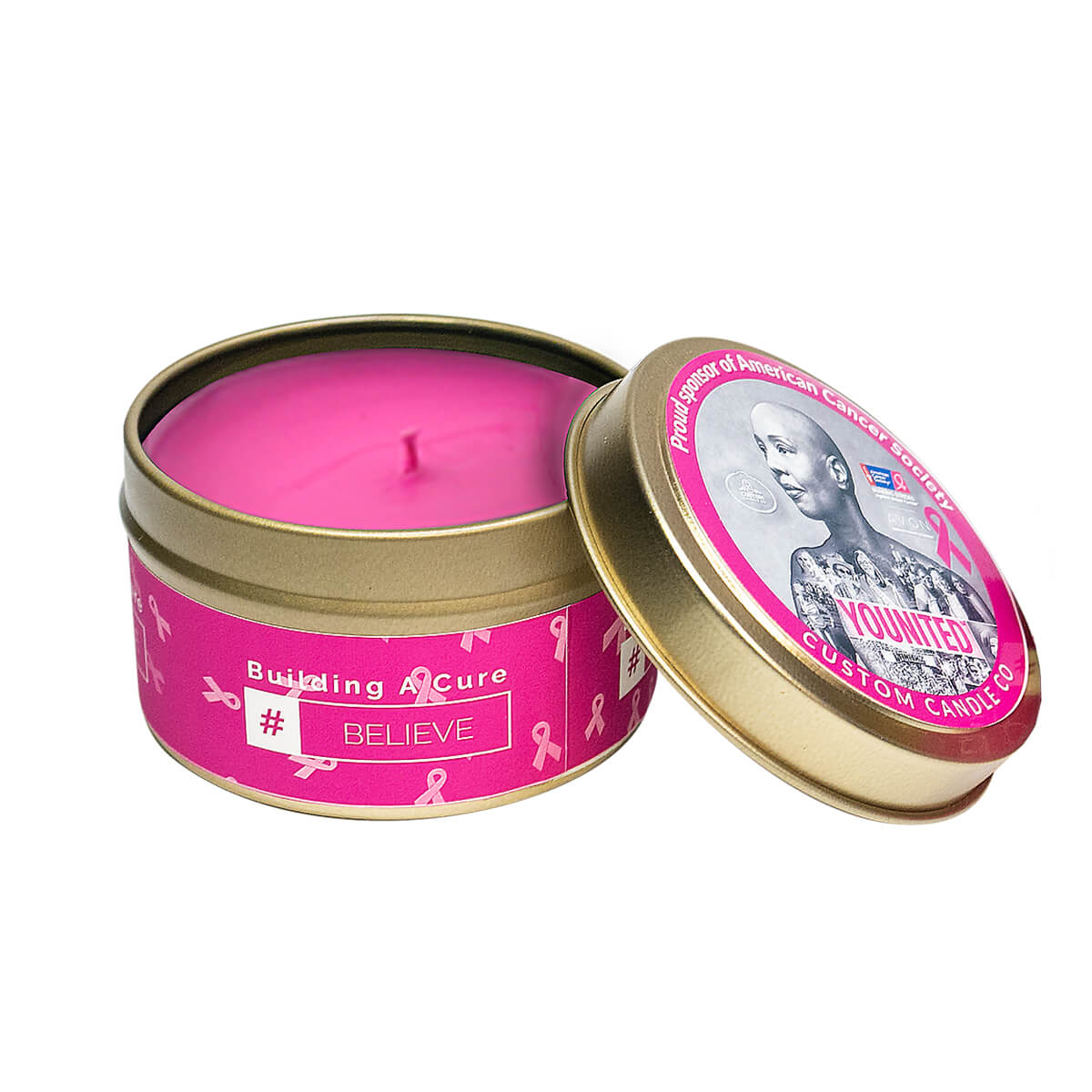 Against Breast Cancer Tin Candle