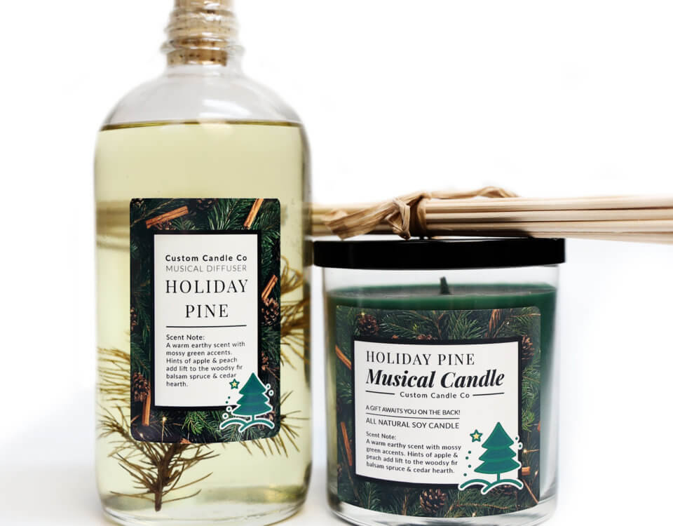 Pine-scented diffuser and musical candle