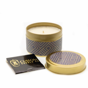Square gold pattern travel candle tin
