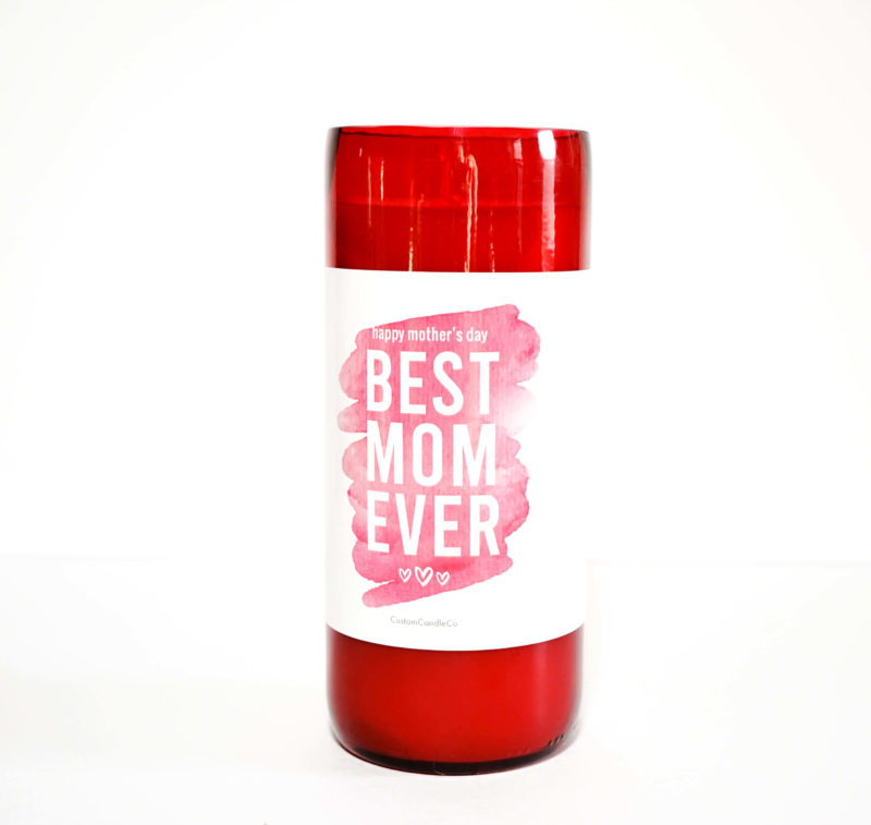 Best Mom Ever Red Recycled Wine Bottle Front View