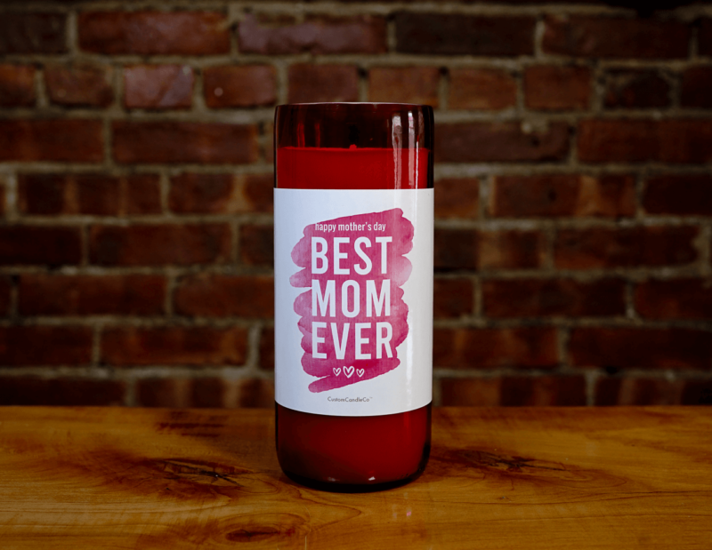 Best Mom Ever Red Recycled Wine Bottle Front View with brick background