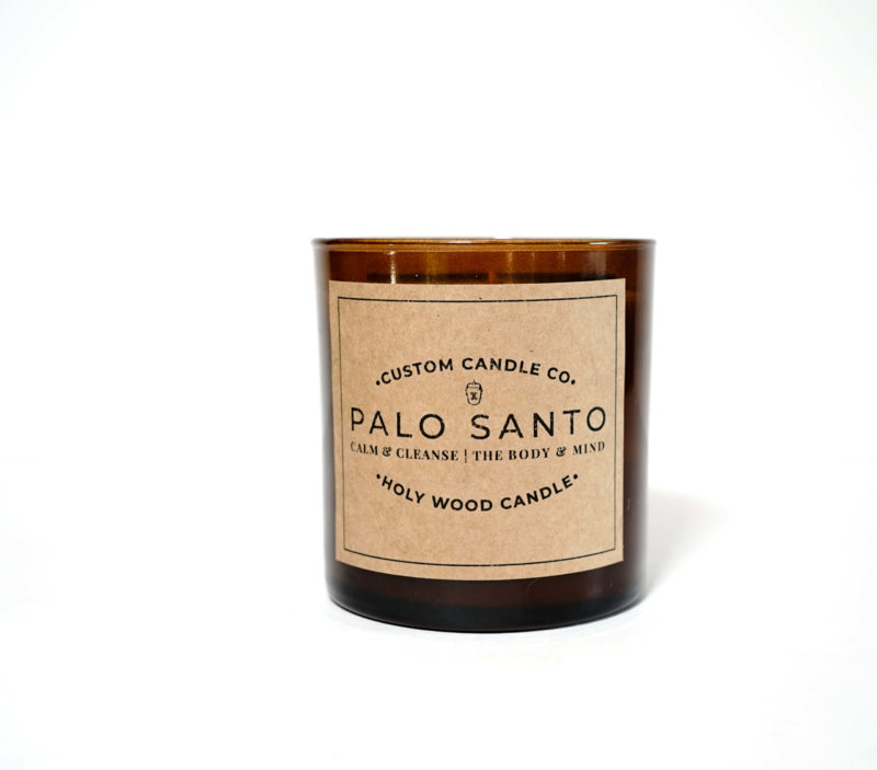Front view of Palo Santo Candle without lid