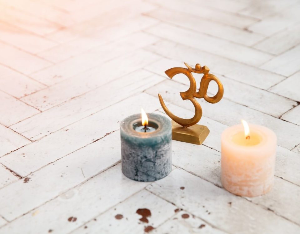 meditation is often aided by candles, palo santo and other accessories