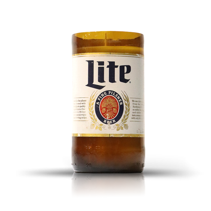 A Miller Lite Beer Candle on a white background.