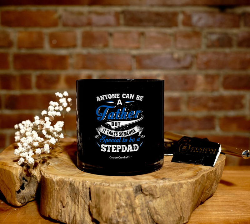 Black Tumbler with quote about stepdads