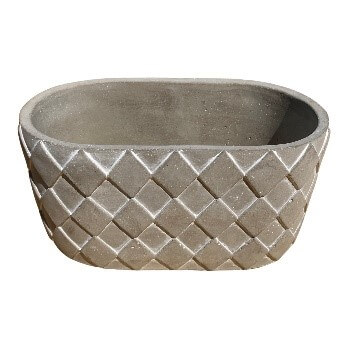 Gray Oblong Pot with Square Design